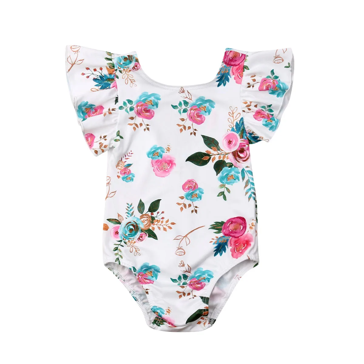 

Newborn Baby Girl Clothes Girls Fly Sleeve Floral Romper Cotton Playsuit One-Piece Jumpsuit Kids Summer Outfit 0-18M