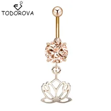 Todorova пупка Кольца Новое поступление ювелирные изделия для тела уникальный цветок лотоса Висячие циркониевые ювелирные изделия пупка пирсинг Ombligo Nombril