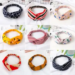 Красочные Головные уборы для Для женщин Мода Эластичный Тюрбан Hairbands с цветочным принтом усеяна раздели витая девушка ткань аксессуары SP1301