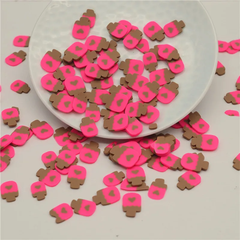 50 г/лот полимера Горячая Полимерная глина декоративная обсыпка рисунком мороженного на палочке, посыпка для ремесленничество, "сделай сам" - Цвет: Pink color 10mm