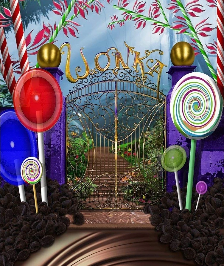 Wonka Heaven Gates Door Staircase Lollipop candy backdrop High quality