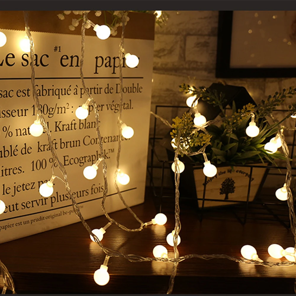 New 1.5M 3M 6M Fairy Garland LED Ball String Lights Waterproof For Christmas Tree Wedding Home Indoor Decoration Battery Powered