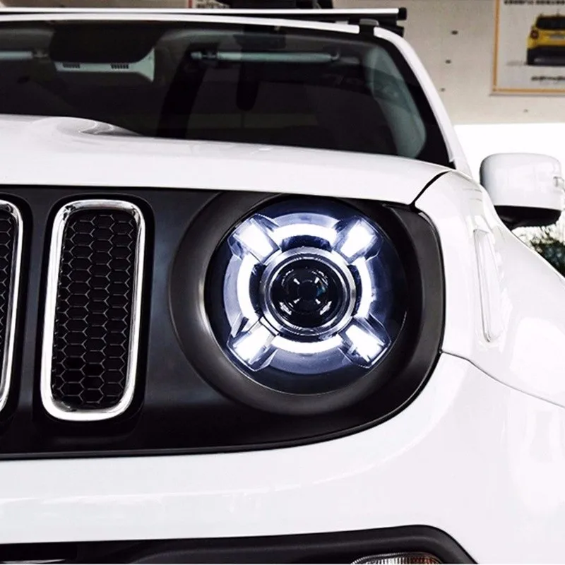 Car Styling HID Headlights For Jeep Renegade Led Headlights For Renegade Head Lamp Angel Eye Led