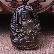 Световая точка подлинный Манджушри Бодхисаттва натальный Будда Кулон Мужской и Женский кристаллический обсидиан patron rabbit