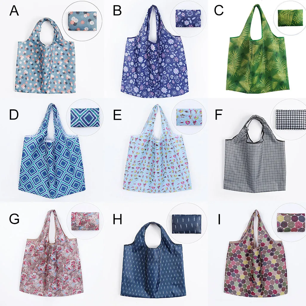 

Women Shopping Travel Shoulder Bags Folding Eco Grocery Handbag Tote Pouch Bag ecological reusable bags cloth bags 2019