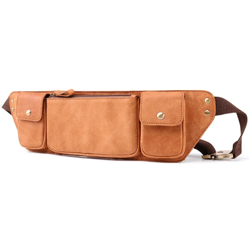 

New vintage Genuine Leather Men Waist Bag Casual Travel Small Sling Pack Chest Bag Man Phone Fanny Waist Pack