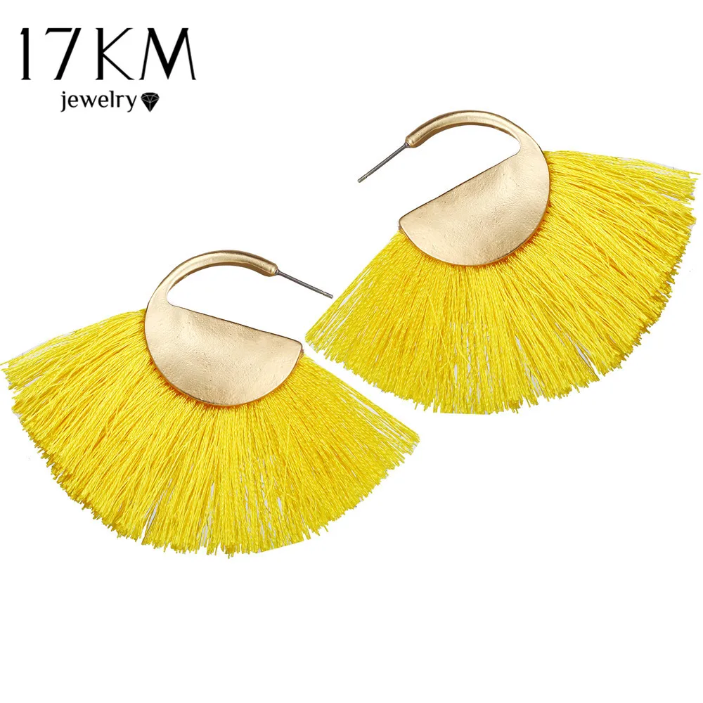 Fashion 2018 Sector Tassel Earrings For Women Gold Color Drop Earring Yellow Red Blue White Bijoux Femme Statement Jewelry New