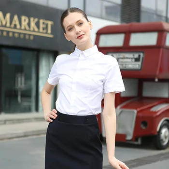 

Cotton White Summer Blouses Short Sleeve Shirts For Womens Tops office Shirts Plus Size Women Clothing Korean 2019 Blusas Female