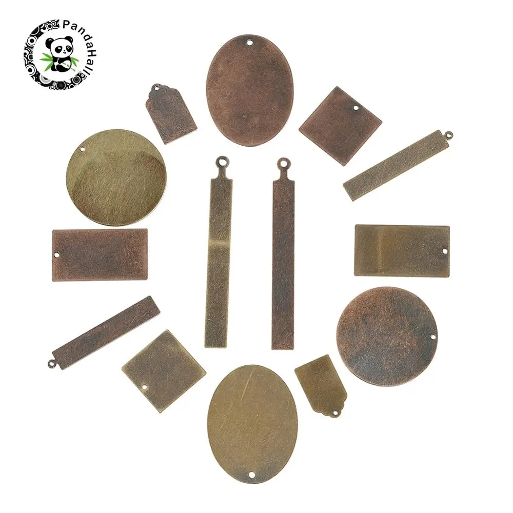 100 or 50pcs Plated Brass 15mm Flat Round Coin Drop Circle Stamping Charm Blank