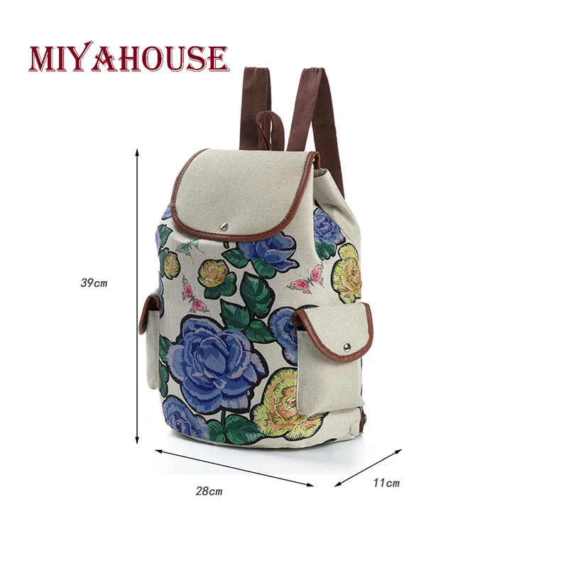Miyahouse, ретро рюкзак с цветочным принтом для подростков, полосатый дизайн с бабочкой, школьные сумки для девочек, рюкзак для путешествий