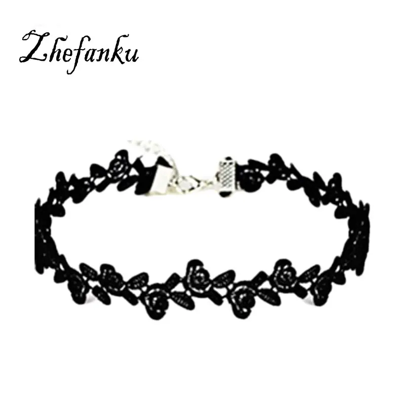 

2017 New Fashion Punk Black Choker Necklace Women Lace FLOWER Collar Neckband Necklaces Chokers Kolye Mujer Collier Ras Du Cou