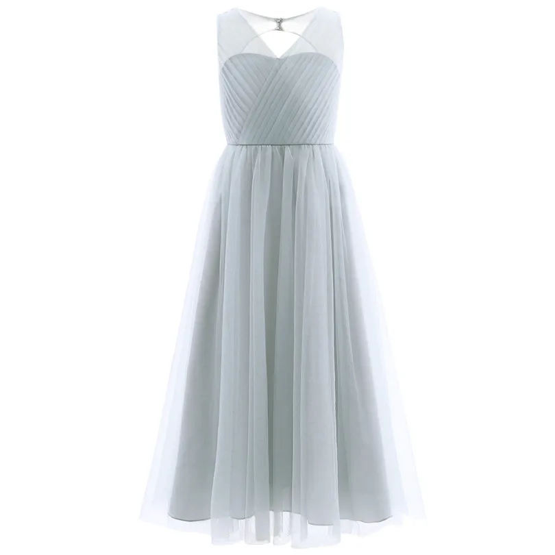 Белое кружевное платье с цветочным узором для девочек, пышное свадебное платье, детское Элегантное летнее платье принцессы с фатиновой юбкой для подружки невесты