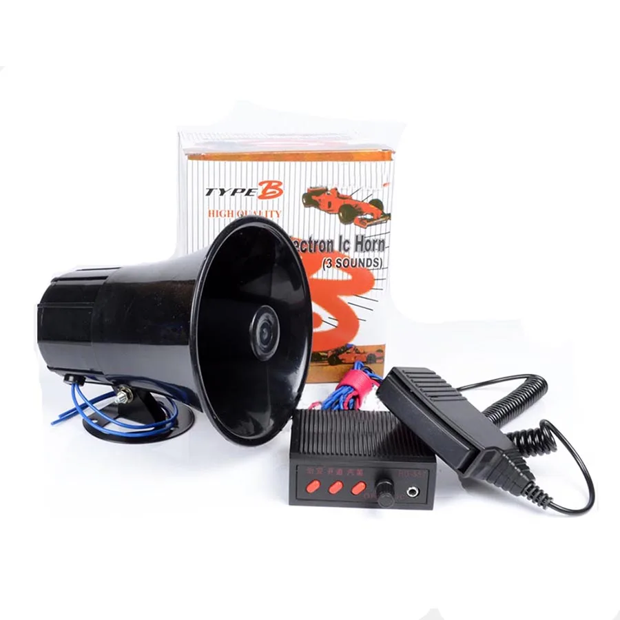 12V 100W Police Siren Car Electronic Horn Loudspeaker 3 Tones Car Alarm Siren Automotive Speaker Microphone Police Horn