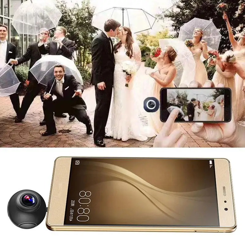 

360 Degree Panoramic VR Camera 2048*1024 HD Video Cam Dual Lens For Android Phone