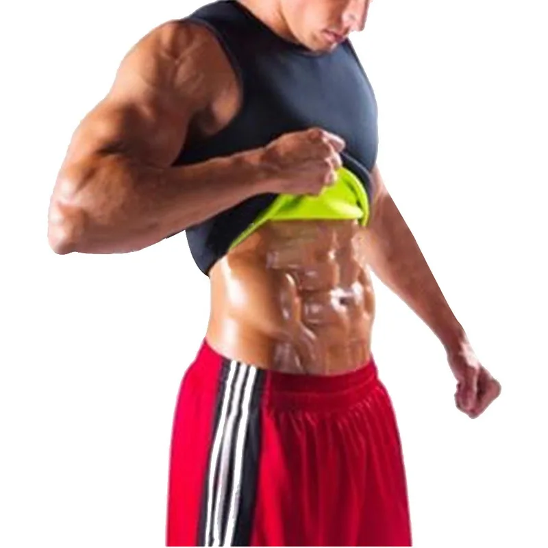 

2019 New Men's Sauna Vest Sweat Shapers Shirt Black Running Shirt Male Shaper Tee Slimming Waist Trainer Corsets Shapewear