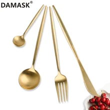 DAMASK Reusable Dinnerware Set Travel Camping Cutlery Set Western Style 304 Stainless Steel 2*Spoon Fork Knife 4 Piece Set