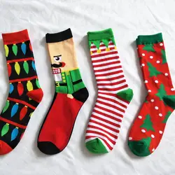 Для мужчин цветные хлопчатобумажные носки повседневное Harajuku народный обычай мода печатных теплые носки без пятки мужской осень зима до