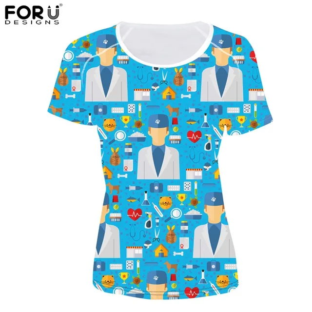 FORUDESIGNS/ветеринарная схема, принт, женские летние футболки с коротким рукавом, тонкие, бодибилдинг, стильная женская одежда, футболка с круглым вырезом - Цвет: HMG032BV