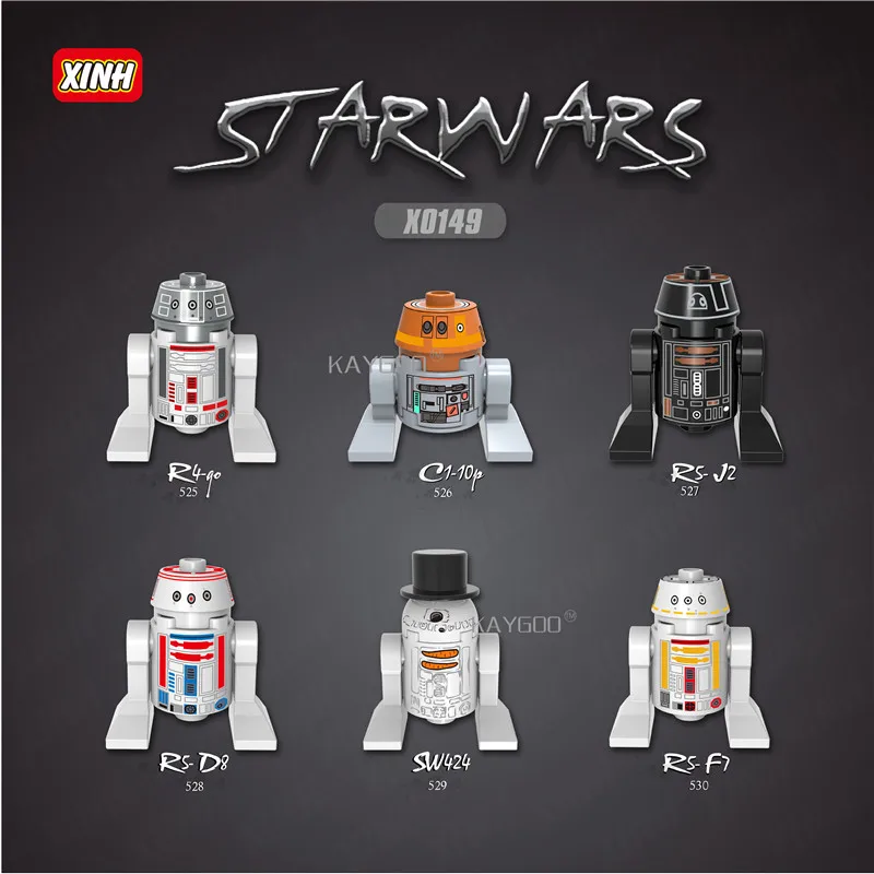 

Single sale Star Series Space Wars Figure BB8 R2D2 C1-10P R5-D4 R5D4 R5-J2 R5-D8 SW424 R5 Robot Building Blocks Set Models