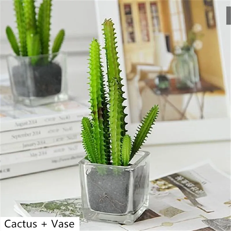 Корейское украшение для дома мини бонсай искусственное растение зеленая Пшеница рассада стекло мини искусственный; в горшке суккулент садовый декор - Цвет: Cactus