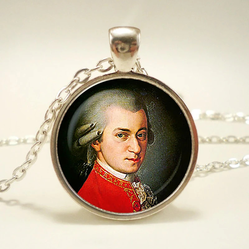 "Кулон композитора Вольфганга Моцарта. Классическое ожерелье era. Музыка, известные люди, гениальные украшения, "серебряное покрытие, рождественский подарок