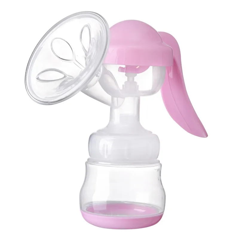 Ручной молокоотсос бутылочки поставки сосание большой молоко материнское доение для кормления, на присоске массаж груди ребенка - Цвет: Розовый