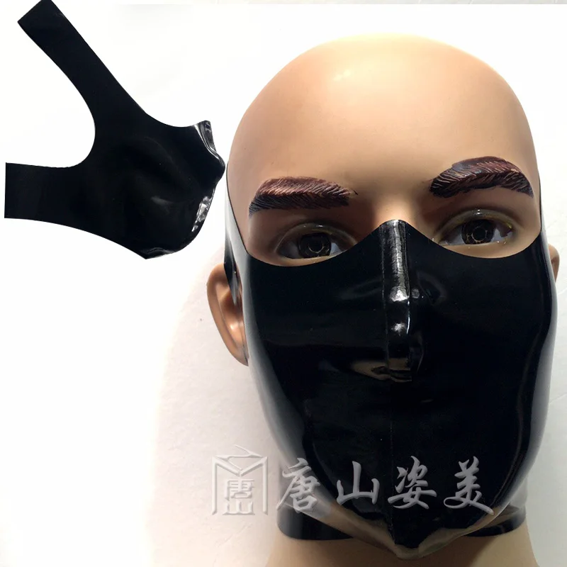 

Latex Rubber Gummi Cross Mouth covering Mask customized catsuit cool 0.4mm