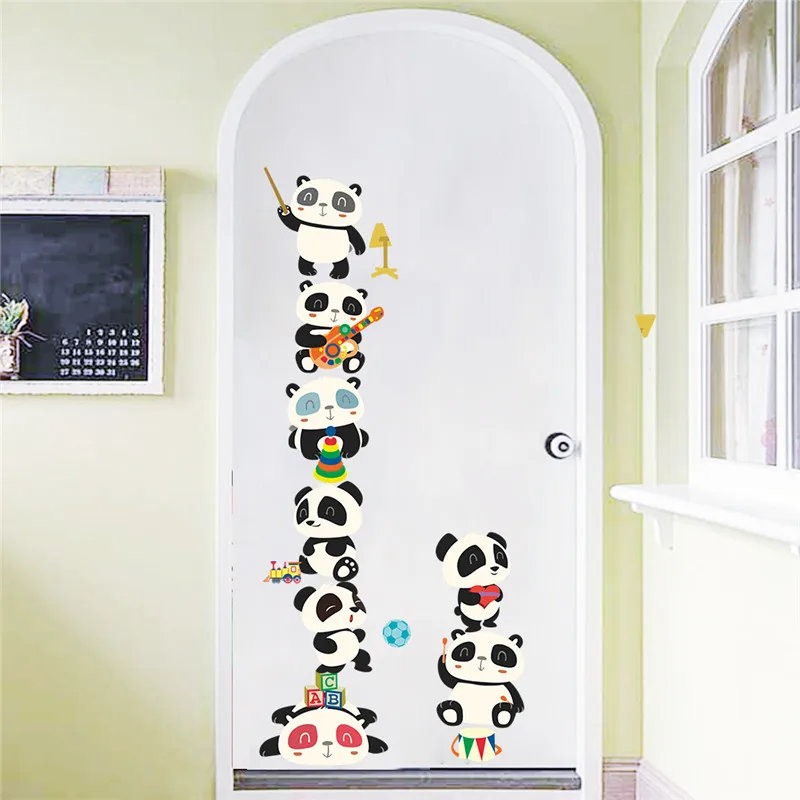 Panda bamboo растение высота измерения настенные наклейки для детской комнаты животные Рост Диаграмма настенные наклейки переключатель росписи искусства