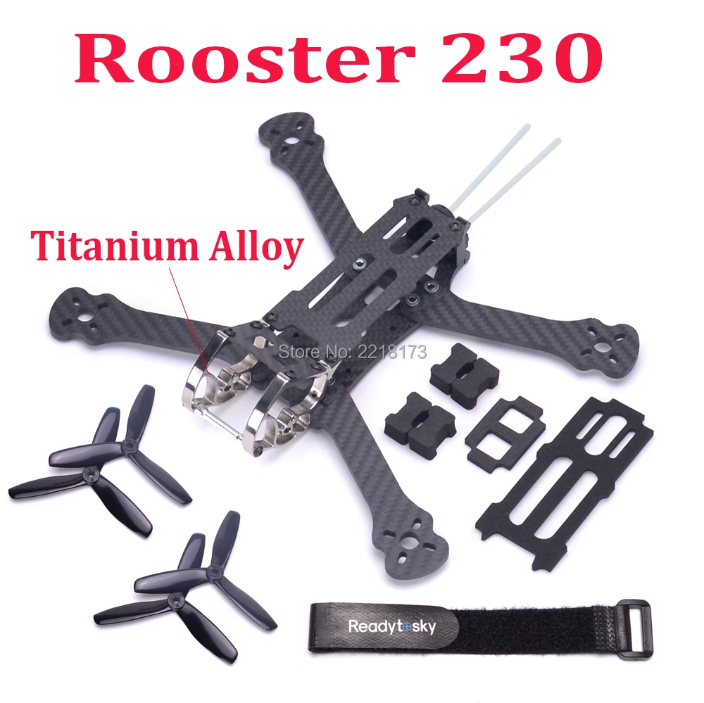 

Rooster 230 225mm 5" FPV Racing Drone Quadcopter Frame 5 Inch FPV Freestyle Frame with Titanium Alloy Cage with 4mm Arm