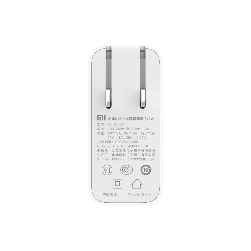 Оригинальный xiaomi USB C 45 Вт Зарядное устройство type адаптер питания от сети Quick Charge QC