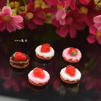 

10pcs/lot Flat back resin simulation food jam strawberry cake 10*16mm kawaii Cabochons Scrapbook for DIY phone case decoration