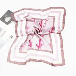 Yishine 60*60 см женские разноцветные розовые кактусы квадратная шаль с рисунком шелковые шарфы женские офисные шейный платок Женская шаль