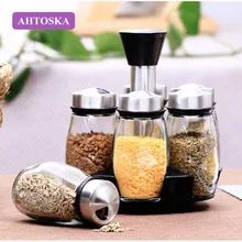 AHTOSKA Приправы Бутылки Для Перец И Соль Кухня Баночки Для Хранения Сделаны Стекло Кухня Поворачивается Приправа Коробки