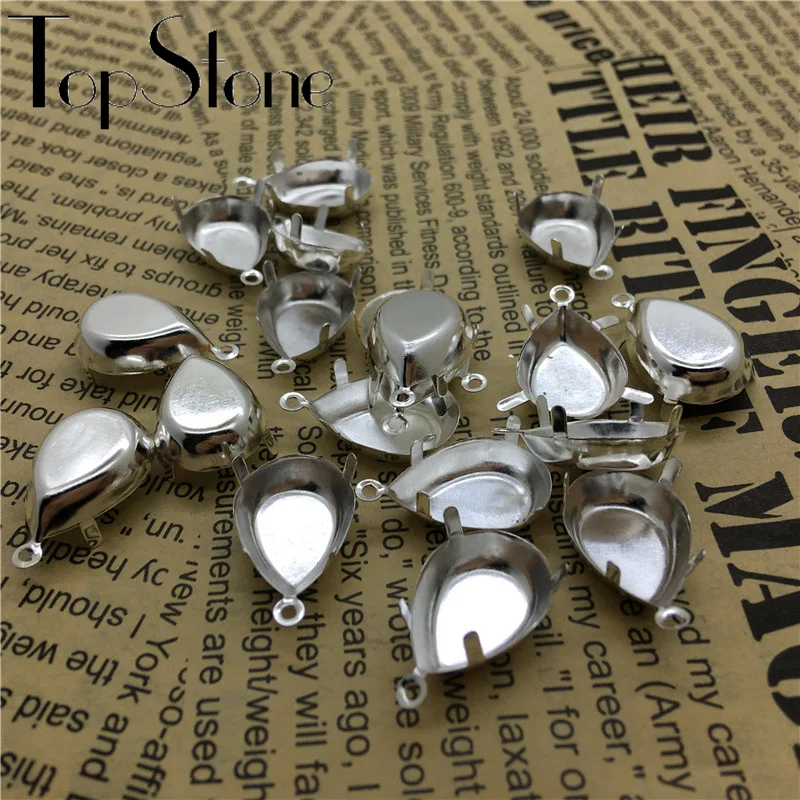 

TopStone One Loop Silver Color Metal Claw Setting for Teardrop Droplet Glass Crystal Rhinestone 8x13mm 10x14mm 13x18mm