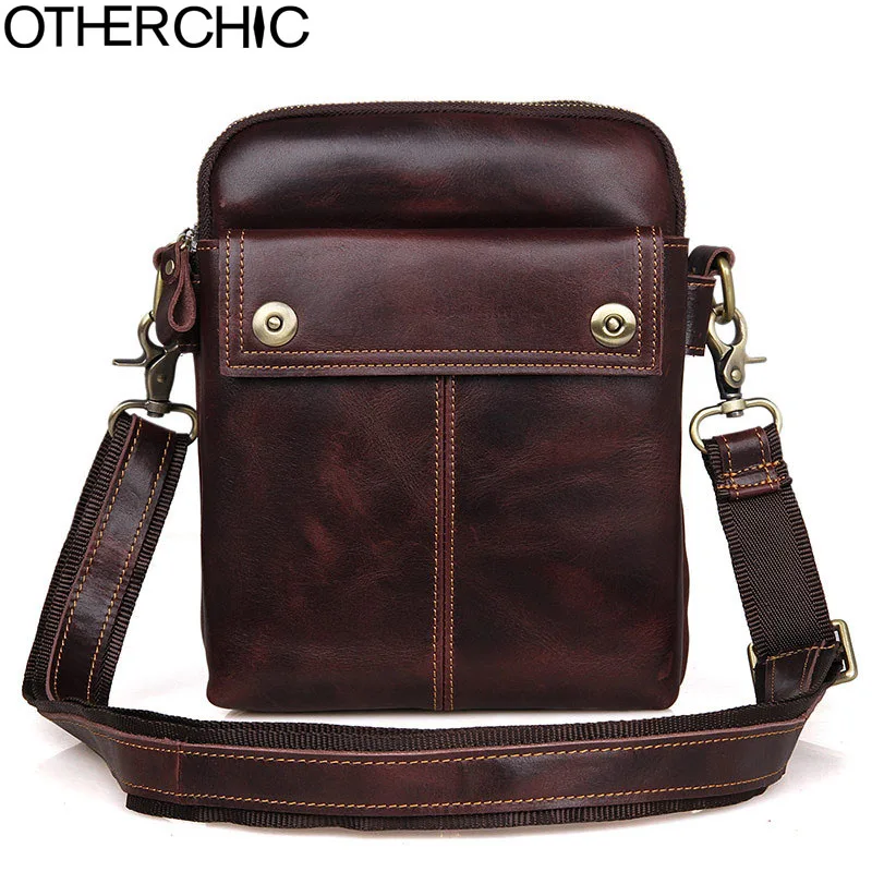 

Genuine Leather Crossbody Bag Men Small Messenger Bags Bolsa Men Zipper Soft Bags Shoulder Bag 17Y04-66