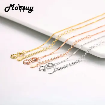 MoBuy 3 Colors Optional 100% 925 Silver Extended Chain 18 Inches 45CM 925-Sterling-Silver Fine Jewelry Box Chain For Men & Women