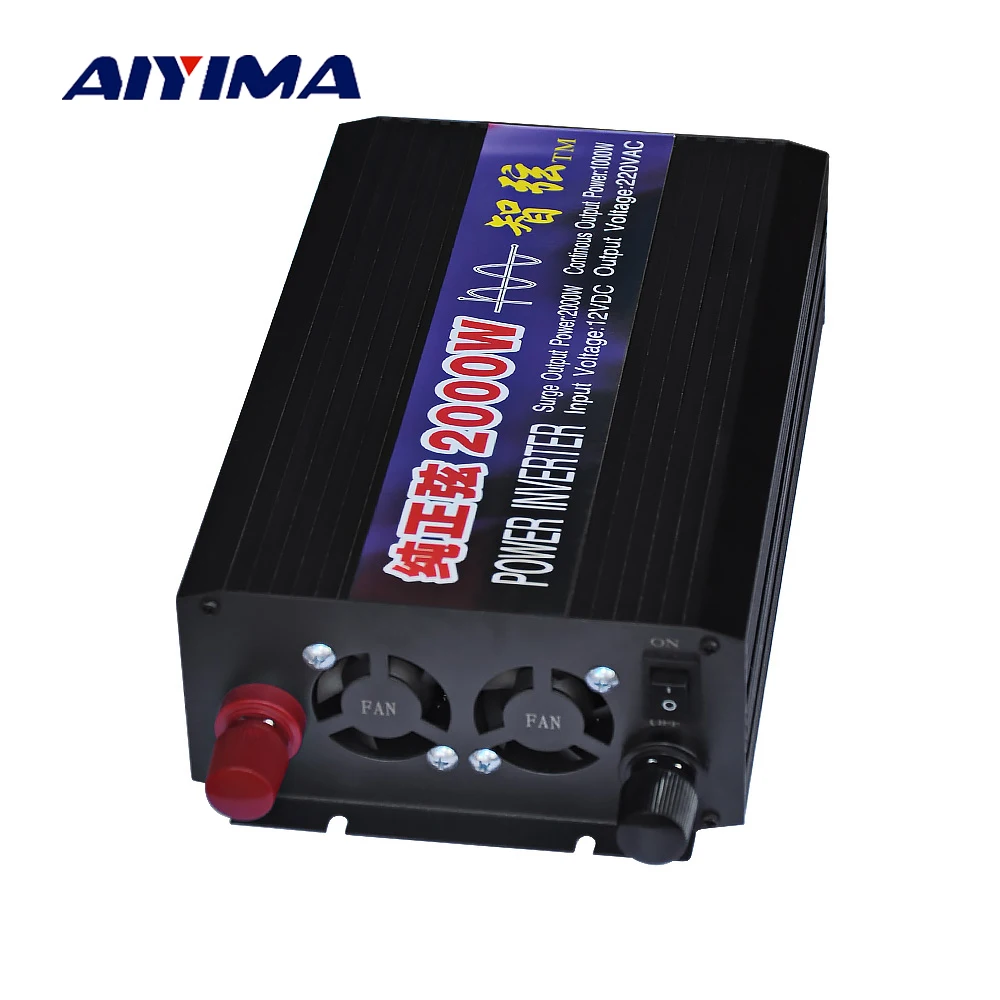 Aiyima 2000W Pure Sine Wave Car Power Inverter DC12V/24V/48V To AC220V