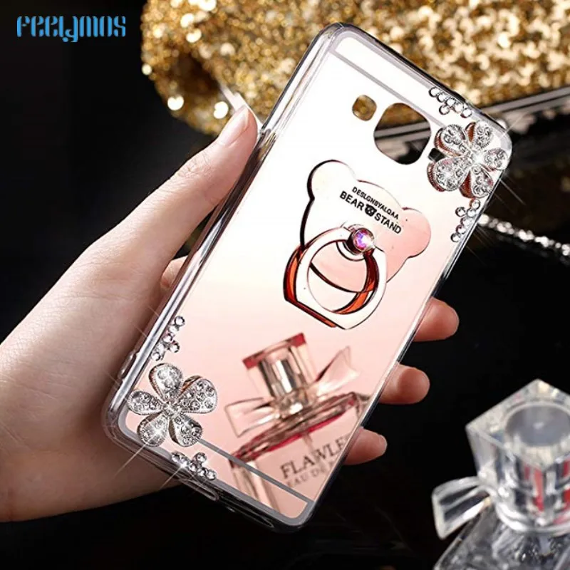 Для Samsung Galaxy J1 J2 J3 J5 J7 2015 2016 Neo Ace J110 с украшением в виде кристаллов Цветочная