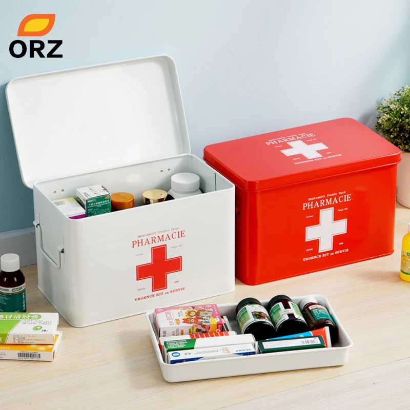 Cena ORZ wielowarstwowa medycyna rodzinna metalowy pojemnik na akcesoria medyczne medyczne pudełko do przechowywania pierwszej pomocy medyczne zbieranie
