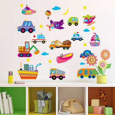 

Kids Nursery Baby Decor Art Mural DIY Cute Cartoon Cars Wall Sticker Vinyl Decal Cartoon Car Child Creative