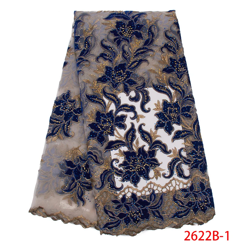 

African Lace Fabric french lace fabric Embroidery Tulle Lace with Stones nigerian lace fabric for women dress KS2622B-1