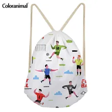 Coloranimal огненный Футбол футбольный мяч шнурок сумка для мужчин тренажерный зал бег 3D принт Мужской Рюкзак Удобный Повседневный Мешок Cinch маленькие спины