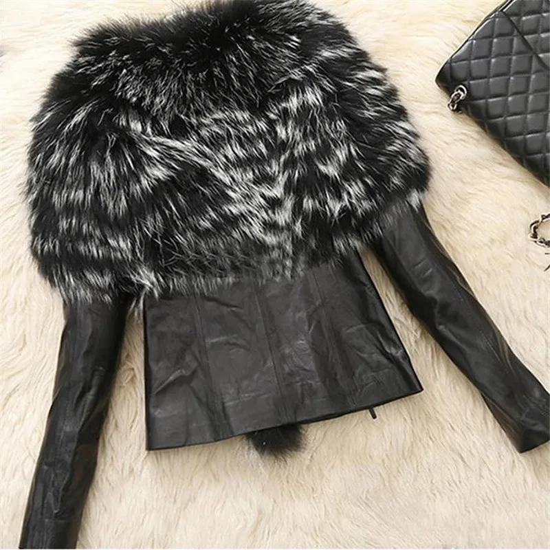 

Autumn and Winter new pu Long-sleeved Faux fur Coat Imitation Scorpion Wool Sheep Leather Simulation Leather Jacket British 6XL