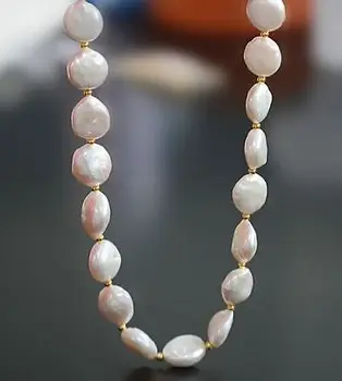 

HOT 18"12MM natural south sea genuine white coin pearl necklace