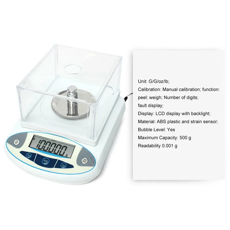 High Precision 500g0.001g Electronic Digital Scale Weight Balance Scientific Lab Analytical Accuracy Jewelry Kitchen Precision (6)