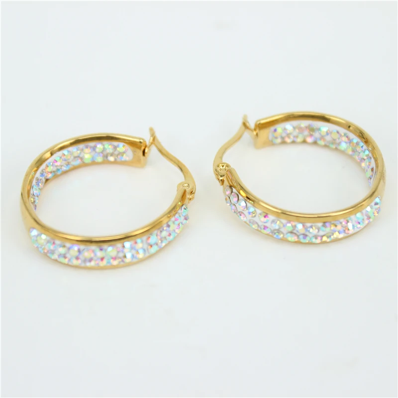 High quality crystal Gold/silver Color Hoop Earrings For Women's
