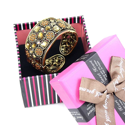 

Best birthday gift for women & girlfriend ! High Quality CZ rhinestones wide gold Cuff bangle bracelet brand jewelry gfsa07