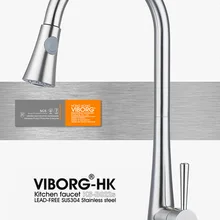 VIBORG Deluxe SUS304 из нержавеющей стали, без свинца, выдвижной спрей, кухонный кран для раковины, смеситель, вытяжной выдвижной распылитель, кран