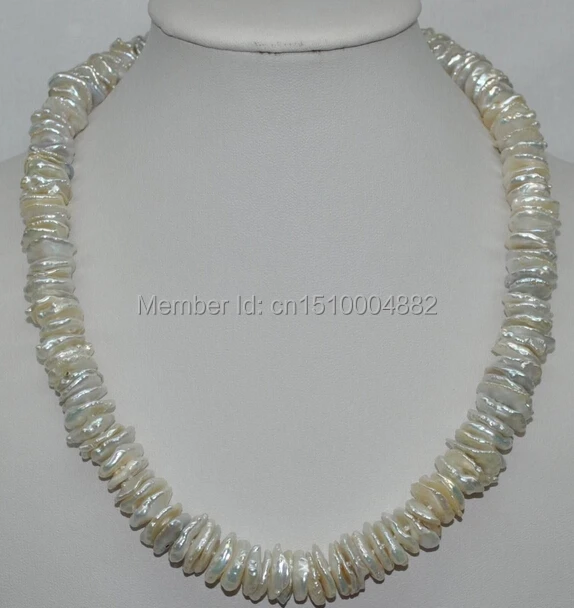 

shitou 00139 Natural Rare gray white 14mm Reborn Keshi Cultured Pearl Necklace