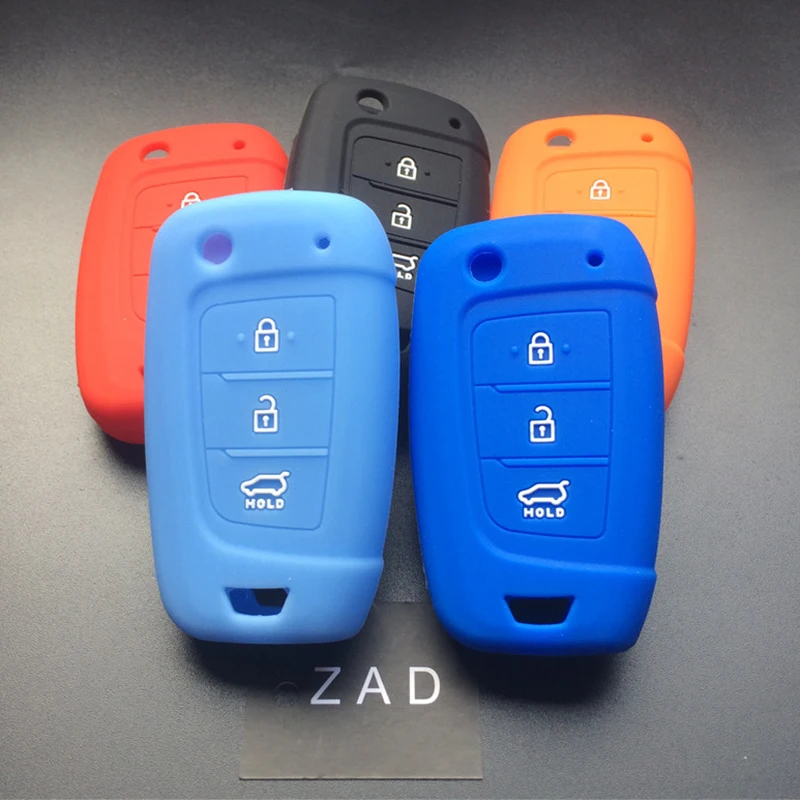 Резиновый чехол ZAD для Hyundai Elantra Solaris 2017 Santa Fe Tucson Verna i35 i40 Genesis F|car key case cover|rubber car